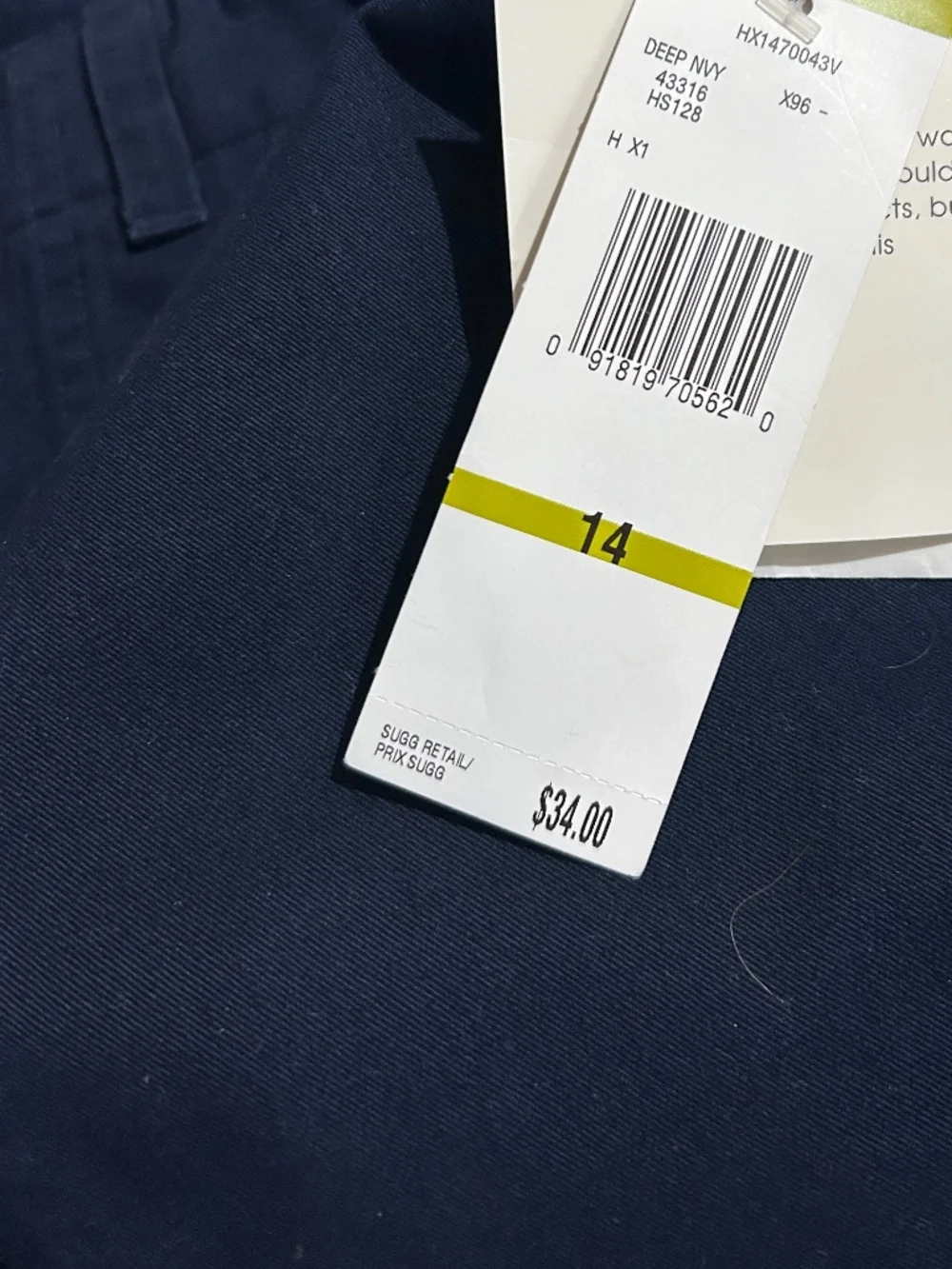Navy Shorts Slant Front Pockets NWY Jones New York Sport Sz14